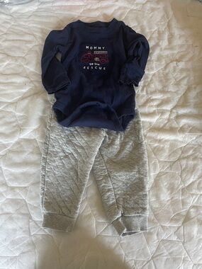 Carter's Navy Long-Sleeve Bodysuit with Red Fire Truck Embroidery